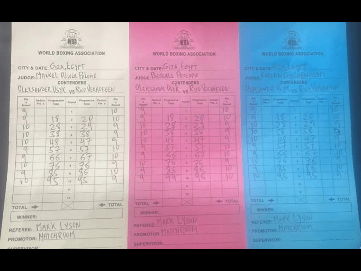 Usyk vs Verhoeven meccs pontoz&oacute; lapok